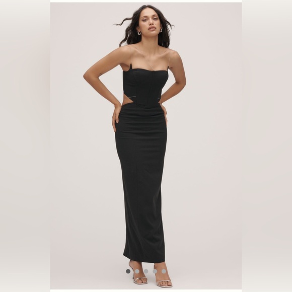 MISHA Cyrus Chain Cutout Suiting Maxi Dress- Size Small - Picture 2 of 14